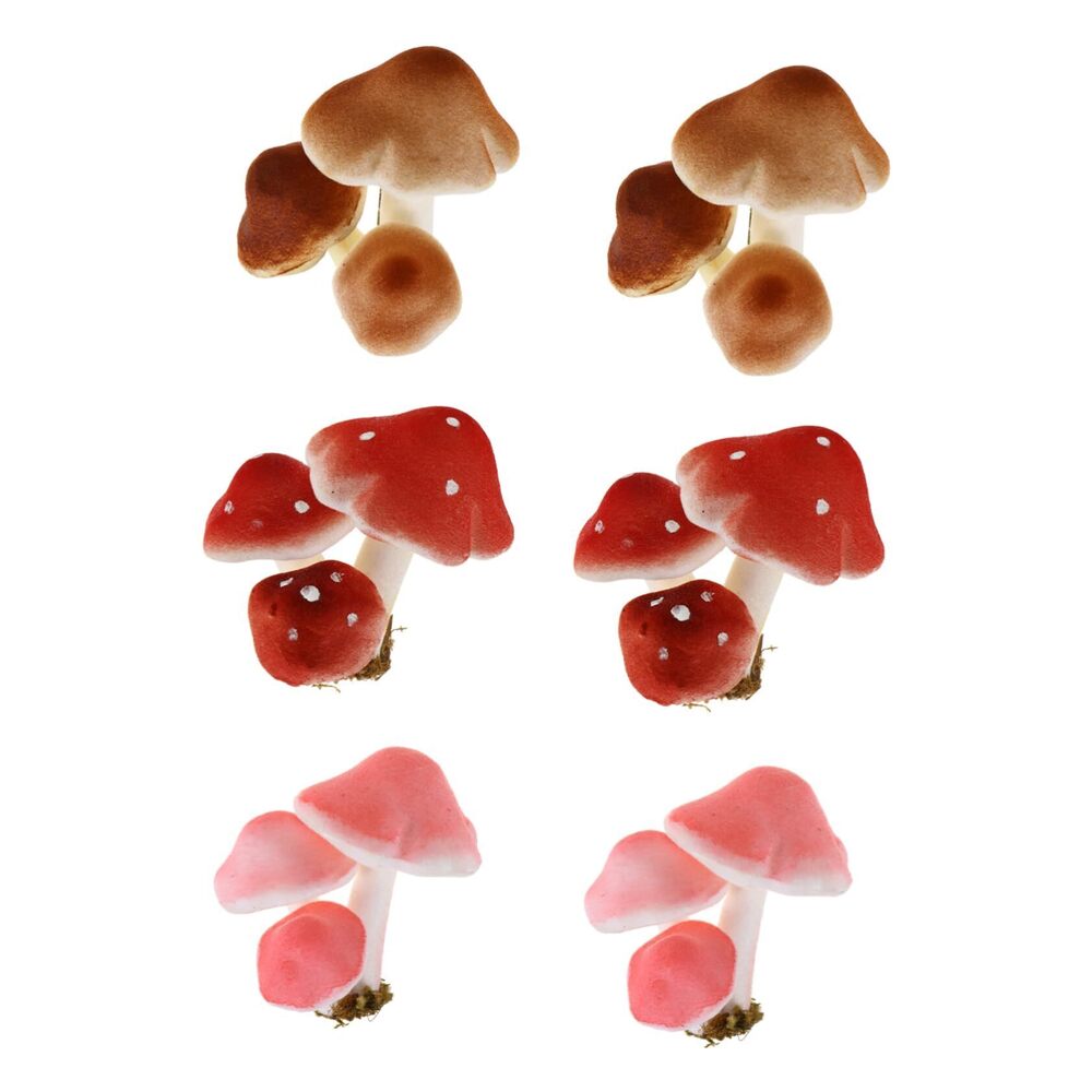 4310 6pcs Simulated Mushroom Fairy Mushrooms Tiny Mushrooms Cake Topper